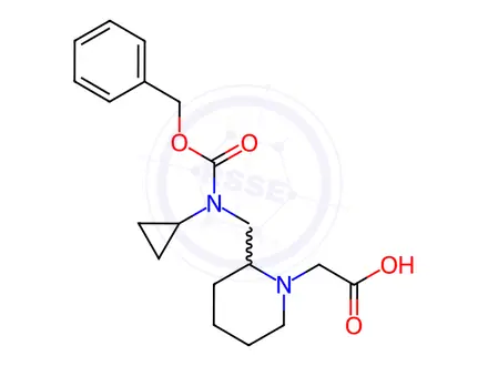 Chemical structure of 2-(2-((((Benzyloxy)carbonyl)(cyclopropyl)amino)methyl)piperidin-1-yl)acetic acid