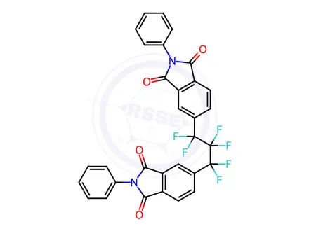 Chemical structure of 5,5'-(1,1,2,2,3,3-Hexafluoro-1,3-propanediyl)bis[2-phenyl-1H-isoindole-1,3(2H)-dione]