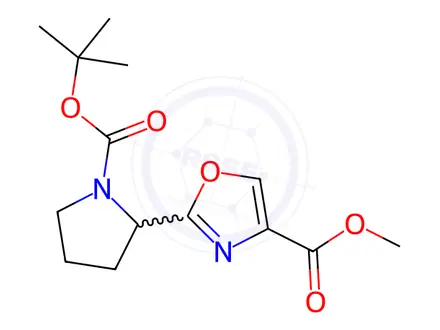 Chemical structure of Methyl 2-[1-(tert-butoxycarbonyl)-2-pyrrolidinyl]-1,3-oxazole-4-carboxylate