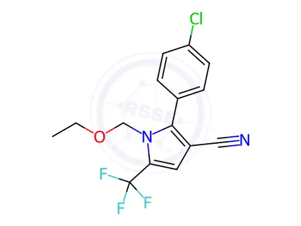 Chemical structure of 2-(4-chlorophenyl)-1-(ethoxymethyl)-5-(trifluoromethyl)-1H-pyrrole-3-carbonitrile