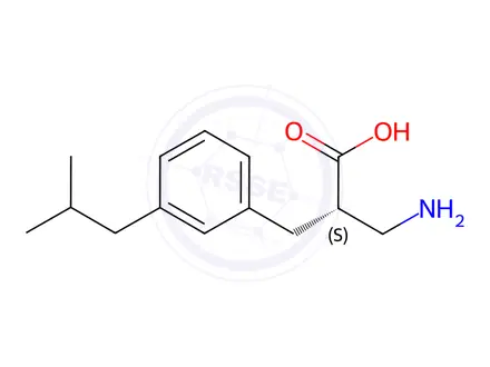 Chemical structure of (S)-3-amino-2-(3-isobutylbenzyl)propanoicacid