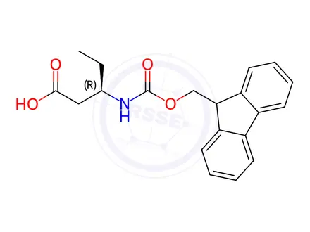 Chemical structure of (R)-3-((((9H-FLUOREN-9-YL)METHOXY)CARBONYL)AMINO)PENTANOIC ACID