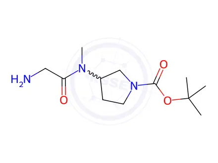 Chemical structure of tert-Butyl 3-(2-amino-N-methylacetamido)pyrrolidine-1-carboxylate