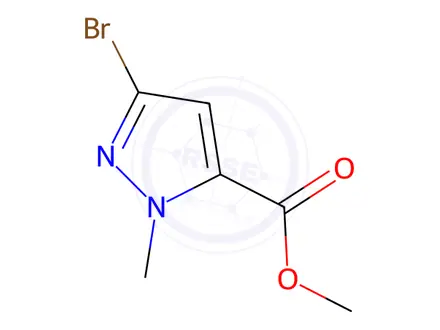 Chemical structure of 1H-Pyrazole-5-carboxylic acid, 3-bromo-1-methyl-, methyl ester (BSC)