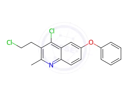 Chemical structure of 4-Chloro-3-(2-chloroethyl)-2-methyl-6-phenoxyquinoline