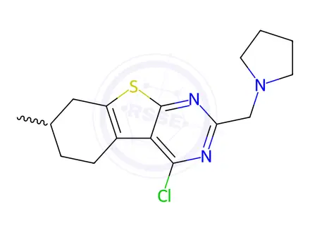 Chemical structure of 4-Chloro-7-methyl-2-(pyrrolidin-1-ylmethyl)-5,6,7,8-tetrahydrobenzo[4,5]thieno[2,3-d]pyrimidine