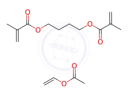 Chemical structure of 2-Propenoic acid, 2-methyl-, 1,1'-(1,4-butanediyl) ester, polymer with ethenyl acetate