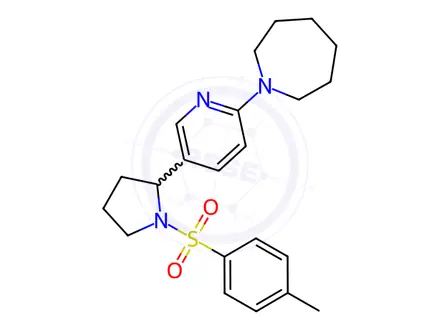 Chemical structure of 1-(5-(1-Tosylpyrrolidin-2-yl)pyridin-2-yl)azepane