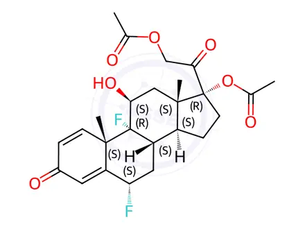 Chemical structure of (6a,11b)-17,21-Bis(acetyloxy)-6,9-difluoro-11-hydroxy-pregna-1,4-diene-3,20-dione