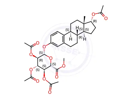 Chemical structure of 17β-Acetyl-estradiol 3-(Tri-O-acetyl-β-D-glucuronic Acid Methyl Ester)