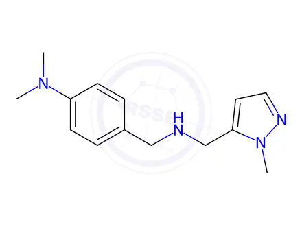 Chemical structure of 4-(dimethylamino)benzyl][(1-methyl-1H-pyrazol-5-yl)methyl]amine