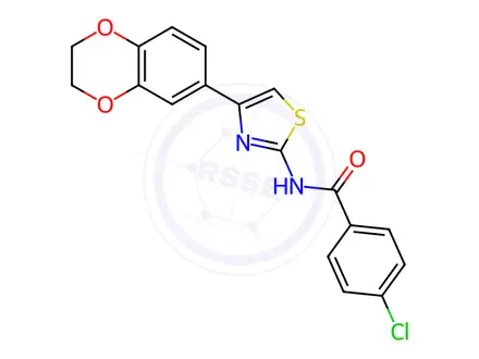 Chemical structure of 4-Chloro-N-(4-(2,3-dihydrobenzo[b][1,4]dioxin-6-yl)thiazol-2-yl)benzamide
