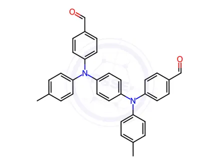 Chemical structure of Benzaldehyde, 4,4'-[1,4-phenylenebis[(4-Methylphenyl)iMino]]bis-