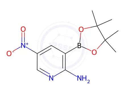 Chemical structure of 2-Pyridinamine, 5-nitro-3-(4,4,5,5-tetramethyl-1,3,2-dioxaborolan-2-yl)-