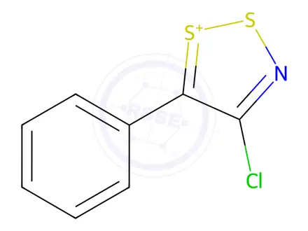 Chemical structure of 4-Chloro-5-phenyl-[1,2,3]dithiazol-2-ylium; chloride