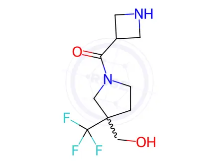 Chemical structure of azetidin-3-yl(3-(hydroxymethyl)-3-(trifluoromethyl)pyrrolidin-1-yl)methanone