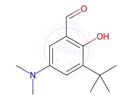 Chemical structure of Benzaldehyde, 5-(dimethylamino)-3-(1,1-dimethylethyl)-2-hydroxy-