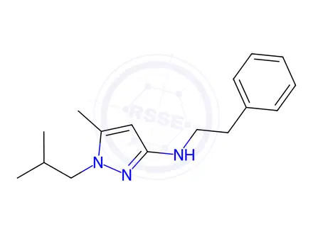 Chemical structure of 1-isobutyl-5-methyl-N-(2-phenylethyl)-1H-pyrazol-3-amine