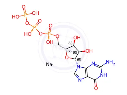 Chemical structure of Guanosine-5'-triphosphate tetrasodium salt
