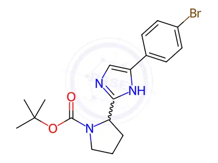 Chemical structure of tert-Butyl 2-[5-(4-bromophenyl)-1H-imidazol-2-yl]-1-pyrrolidinecarboxylate