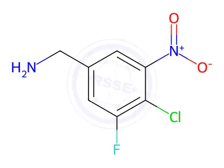 Chemical structure of (4-chloro-3-fluoro-5-nitrophenyl)methanamine hydrochloride
