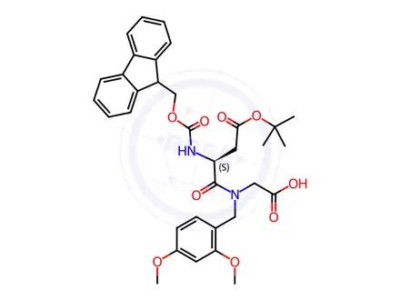 Chemical structure of Fmoc-Asp(OtBu)-(Dmb)Gly-OH