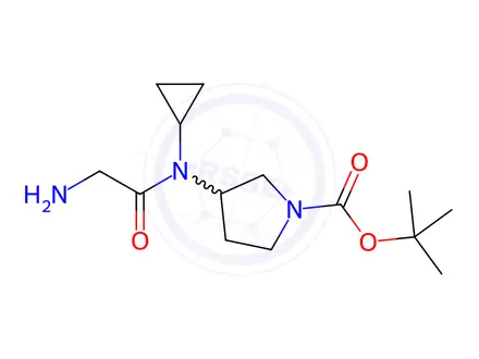 Chemical structure of (S)-3-[(2-Amino-acetyl)-isopropyl-amino]-piperidine-1-carboxylic acid tert-butyl ester
