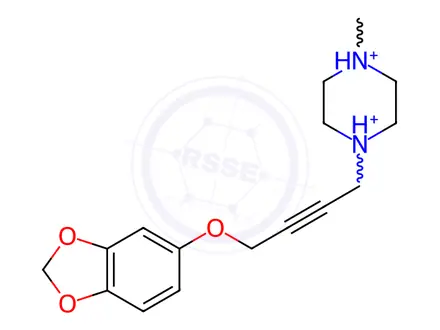 Chemical structure of 1-(4-(Benzo[d][1,3]dioxol-5-yloxy)but-2-yn-1-yl)-4-methylpiperazine-1,4-diium chloride