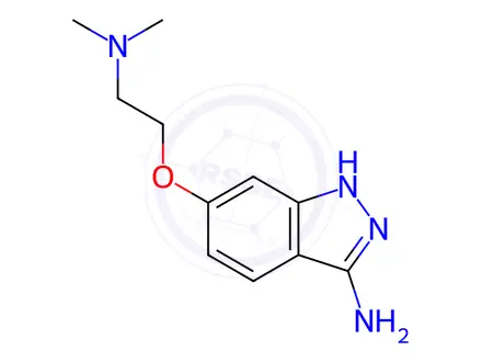 Chemical structure of N-{2-[(3-Amino-1H-indazol-6-yl)oxy]ethyl}-N,N-dimethylamine