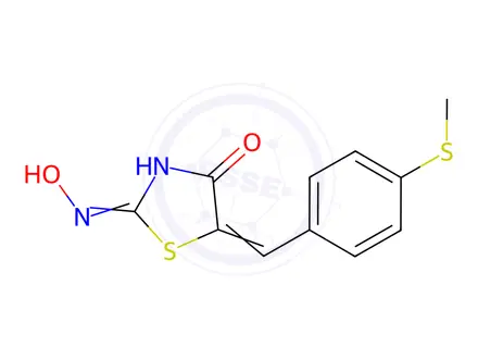 Chemical structure of 2-(Hydroxyamino)-5-{(Z)-[4-(methylsulfanyl)phenyl]methylidene}-1,3-thiazol-4-one