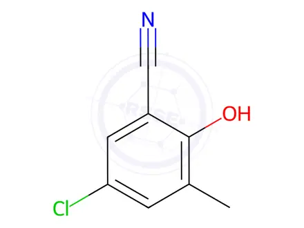 Chemical structure of Benzonitrile, 5-chloro-2-hydroxy-3-methyl-