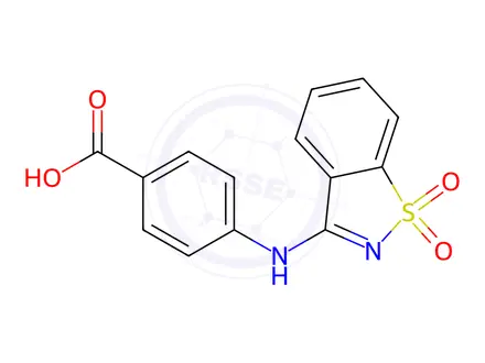 Chemical structure of 4-[(1,1-dioxo-1,2-benzothiazol-3-yl)amino]benzoic acid