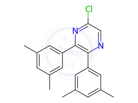 Chemical structure of Pyrazine, 5-chloro-2,3-bis(3,5-dimethylphenyl)-