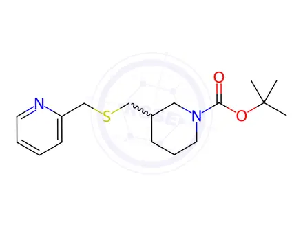 Chemical structure of tert-Butyl 3-(((pyridin-2-ylmethyl)thio)methyl)piperidine-1-carboxylate
