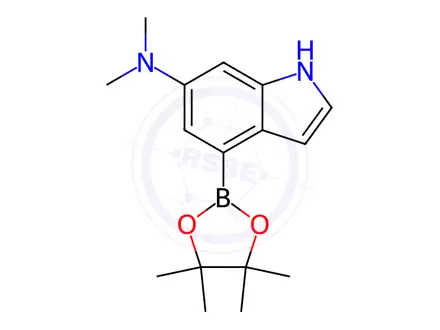 Chemical structure of N,N-Dimethyl-4-(4,4,5,5-tetramethyl-1,3,2-dioxaborolan-2-yl)-1H-indol-6-amine