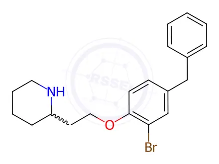 Chemical structure of 2-[2-(4-Benzyl-2-bromophenoxy)ethyl]piperidine hydrochloride