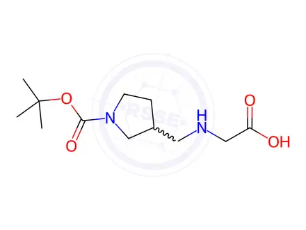 Chemical structure of 2-(((1-(tert-Butoxycarbonyl)pyrrolidin-3-yl)methyl)amino)acetic acid