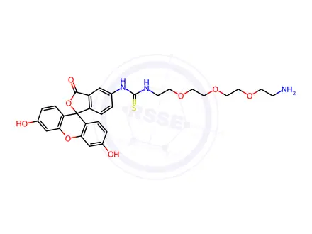 Chemical structure of 1-(2-(2-(2-(2-aminoethoxy)ethoxy)ethoxy)ethyl)-3-(3',6'-dihydroxy-3-oxo-3H-spiro[isobenzofuran-1,9'-xanthen]-5-yl)thiourea