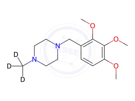 Chemical structure of Trimetazidine Hydrochloride Impurity 9 Monomer-d3 (Trimetazidine Dihydrochloride EP Impurity I-d3)