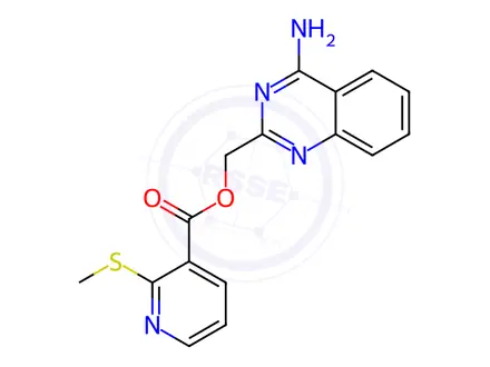 Chemical structure of (4-Aminoquinazolin-2-yl)methyl 2-(methylthio)nicotinate