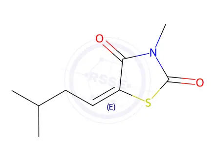 Chemical structure of (5E)-3-Methyl-5-(3-methylbutylidene)-1,3-thiazolidine-2,4-dione