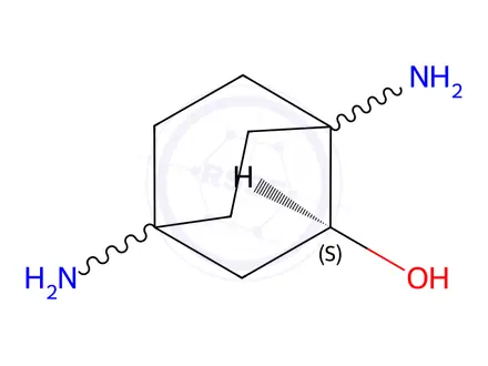 Chemical structure of Bicyclo[2.2.2]octan-2-ol, 1,4-diamino-, hydrochloride (1:2), (2S)-