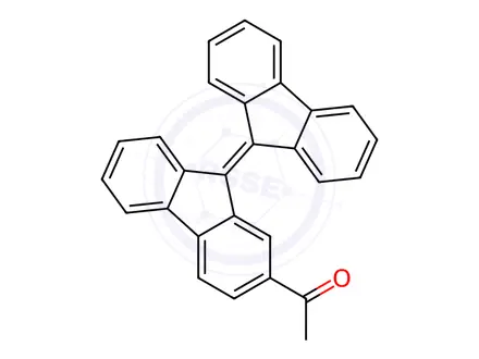 Chemical structure of Ethanone, 1-[9-(9H-fluoren-9-ylidene)-9H-fluoren-2-yl]-