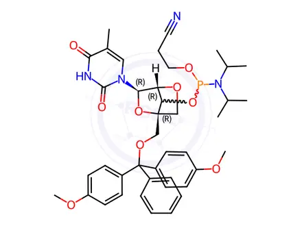 Chemical structure of Phosphoramidites Impurity 106 (2'-O-4'-C Locked-T Phosphoramidite)