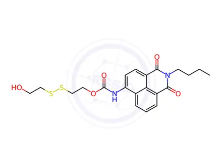 Chemical structure of Carbamic acid, N-(2-butyl-2,3-dihydro-1,3-dioxo-1H-benz[de]isoquinolin-6-yl)-, 2-[(2-hydroxyethyl)dithio]ethyl ester