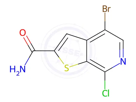 Chemical structure of 4-Bromo-7-chlorothieno[2,3-c]pyridine-2-carboxamide