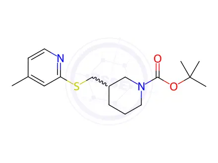 Chemical structure of 3-(5-Methyl-pyridin-2-ylsulfanylmethyl)-piperidine-1-carboxylic acid tert-butyl ester