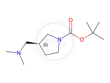 Chemical structure of (S)-tert-Butyl 3-((dimethylamino)methyl)pyrrolidine-1-carboxylate