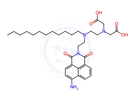 Chemical structure of Glycine, N-[2-[[2-(6-amino-1,3-dioxo-1H-benz[de]isoquinolin-2(3H)-yl)ethyl]dodecylamino]ethyl]-N-(carboxymethyl)-