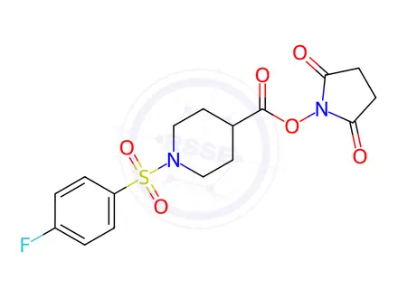 Chemical structure of 2,5-Dioxopyrrolidin-1-yl 1-((4-fluorophenyl)sulfonyl)piperidine-4-carboxylate